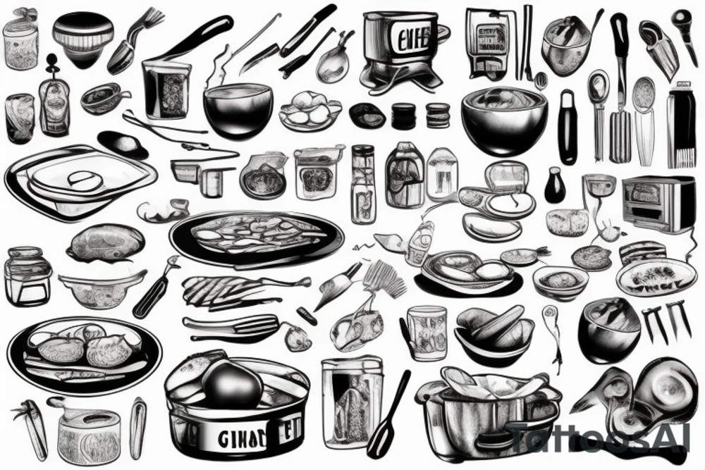 Chef working in a kitchen tattoo idea
