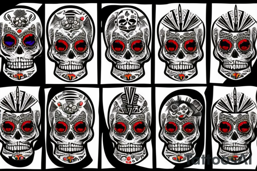 Aztec warrior day of the dead tattoo idea