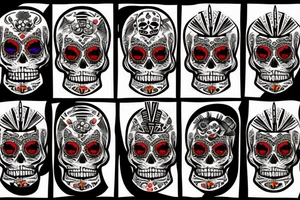 Aztec warrior day of the dead tattoo idea