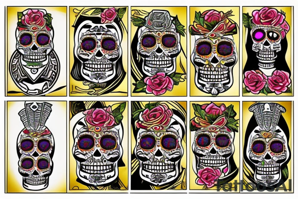 Aztec warrior day of the dead tattoo idea