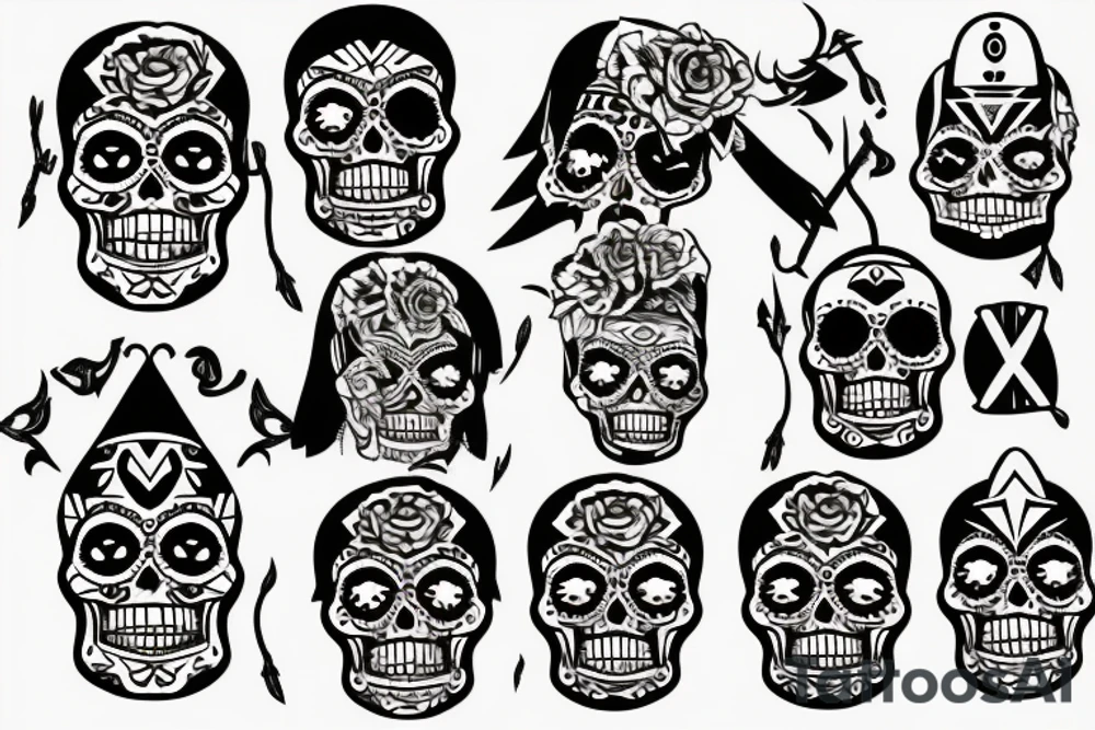 Aztec warrior day of the dead tattoo idea