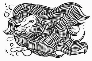 Lion with the mane turning into ocean waves tattoo idea