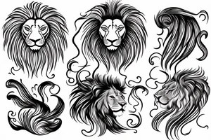 Lion with the mane turning into ocean waves tattoo idea