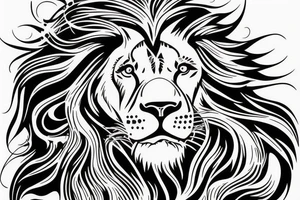 Lion with the mane turning into ocean waves tattoo idea