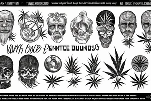 science, weed and philosophy. twin tattoo tattoo idea