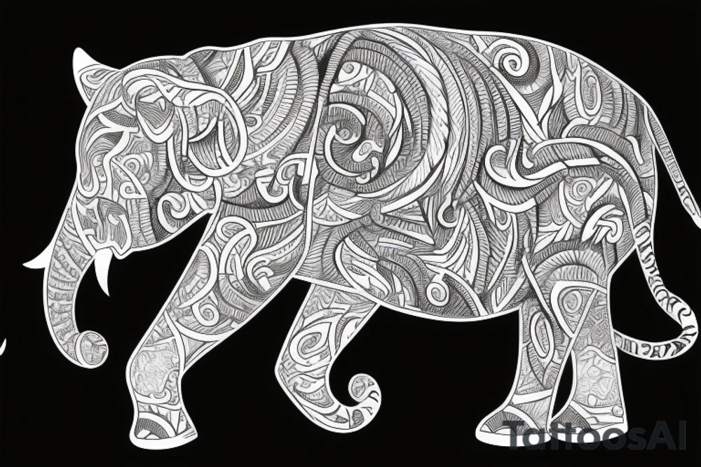 tiger with elephant tattoo idea