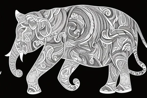 tiger with elephant tattoo idea