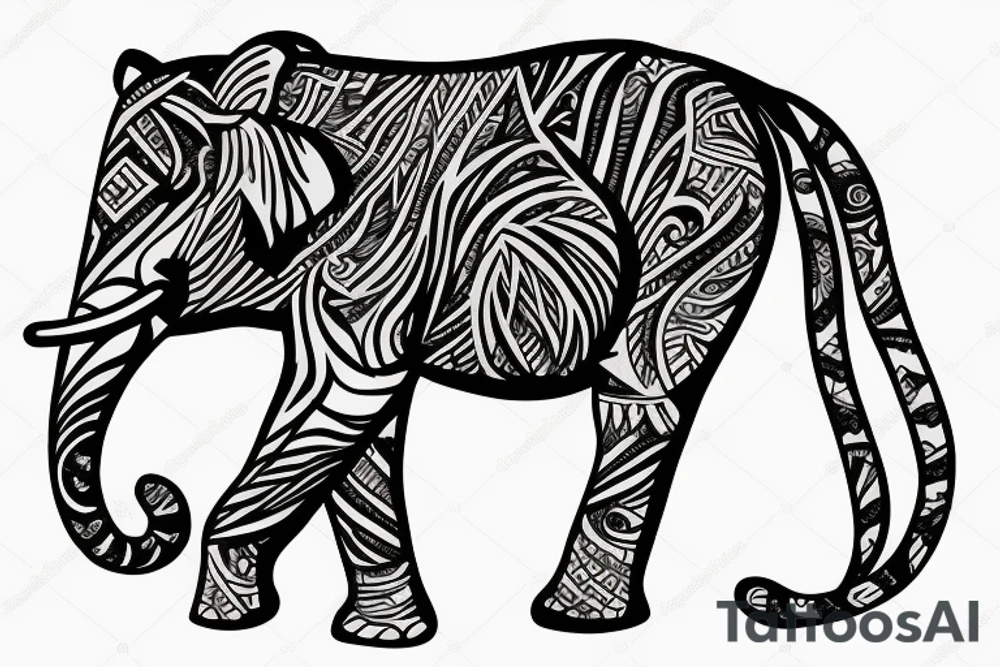 tiger with elephant tattoo idea