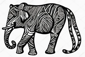 tiger with elephant tattoo idea