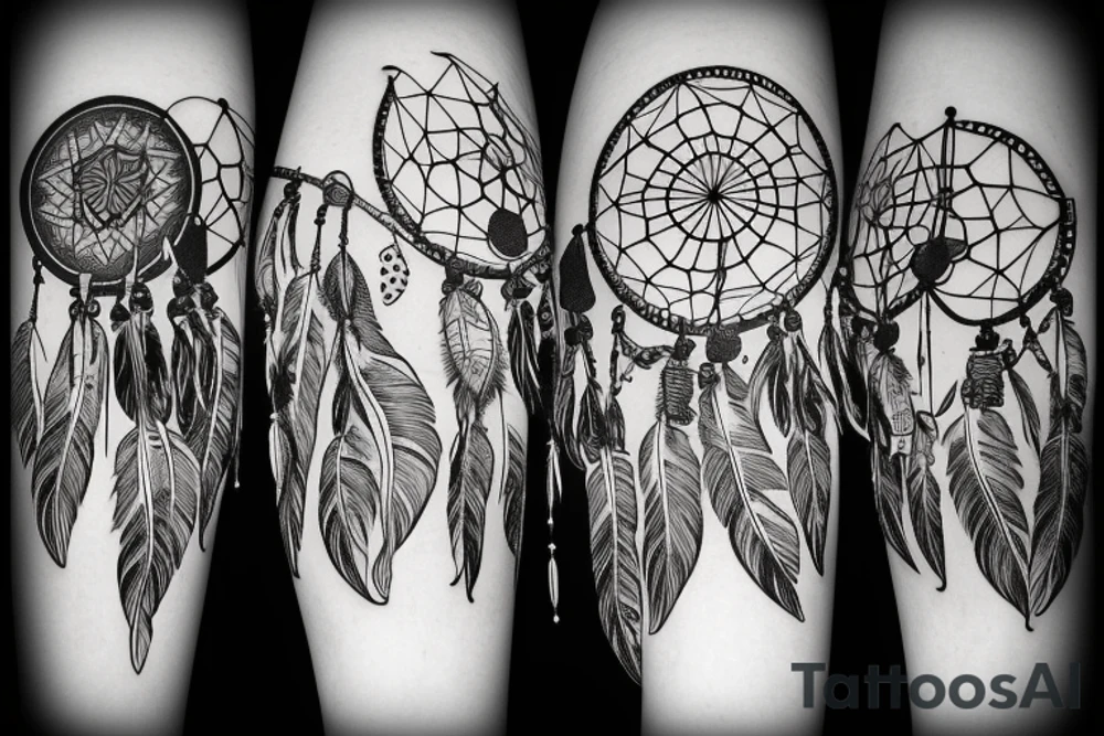 Native american prayer with a dream catcher over it tattoo idea