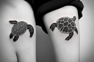 Sea turtle cat and bill minimalistic tattoo idea