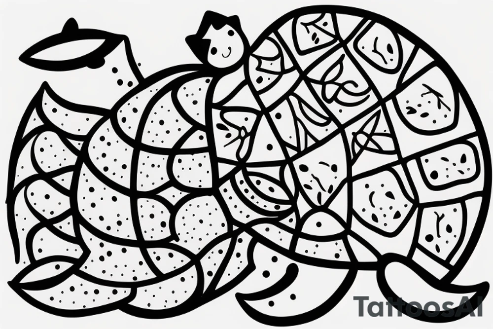 Sea turtle cat and bill minimalistic tattoo idea