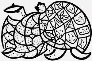 Sea turtle cat and bill minimalistic tattoo idea