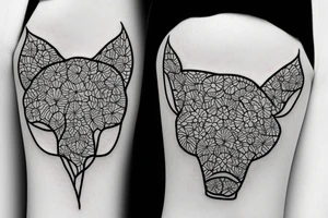 Minimalist bull head with flowers tattoo idea