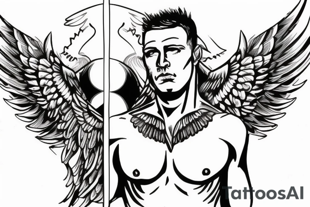 Roman solider with angel wings tattoo idea