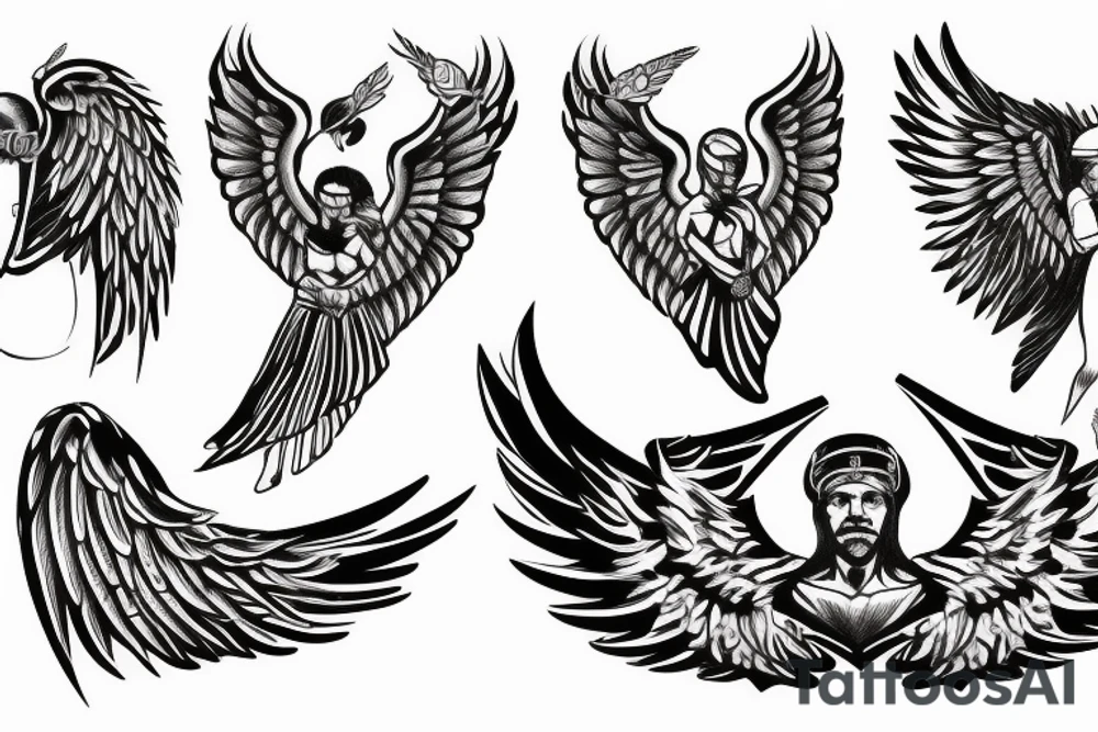 Roman solider with angel wings tattoo idea