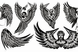 Roman solider with angel wings tattoo idea