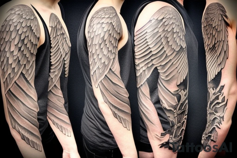 Roman solider with angel wings tattoo idea