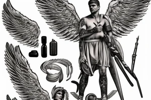 Roman solider with angel wings tattoo idea