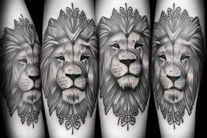 Lion, cross, architecture tattoo idea
