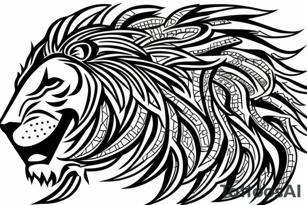 Lion, cross, construction tattoo idea