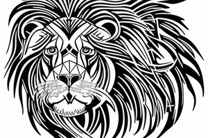 Lion, cross, construction tattoo idea