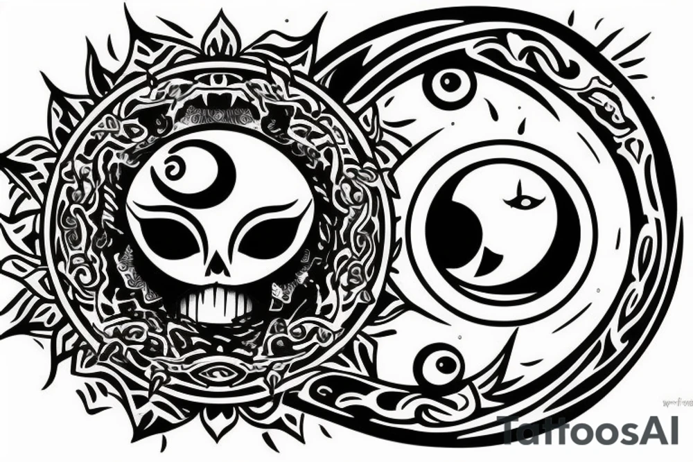 Sun and moon gothic tattoo idea