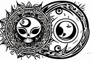Sun and moon gothic tattoo idea
