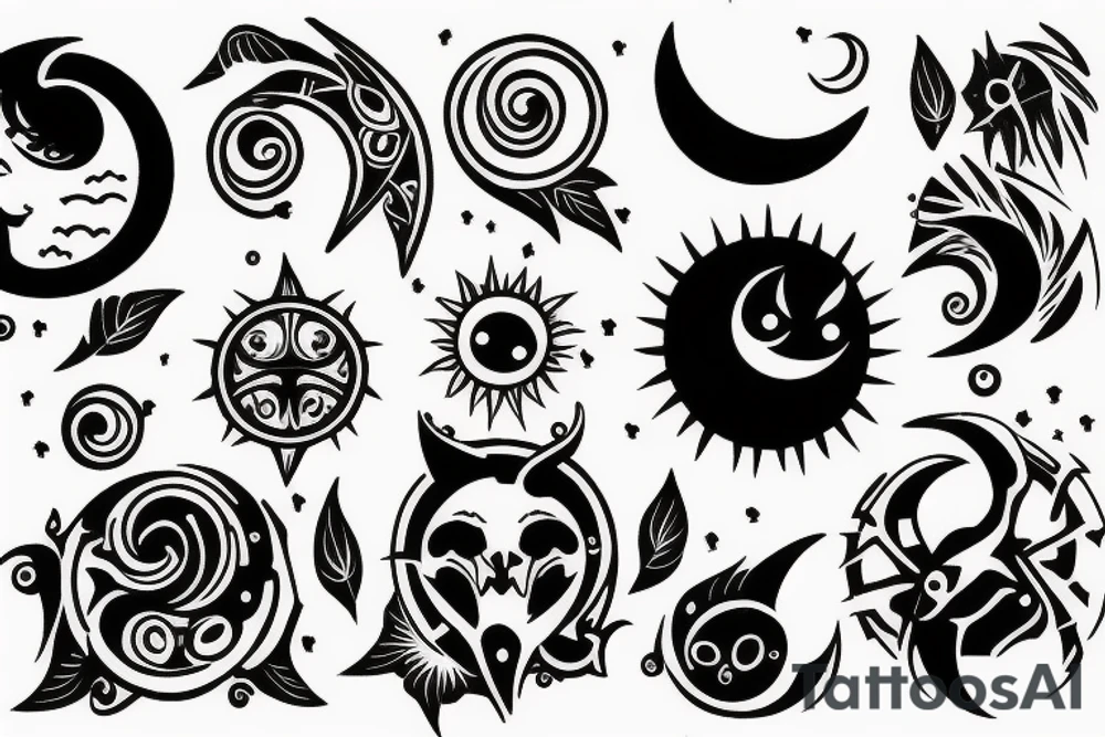 Sun and moon gothic tattoo idea