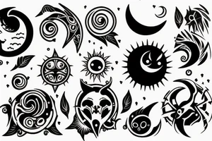 Sun and moon gothic tattoo idea