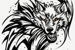 old wolf in a superhero costume tattoo idea