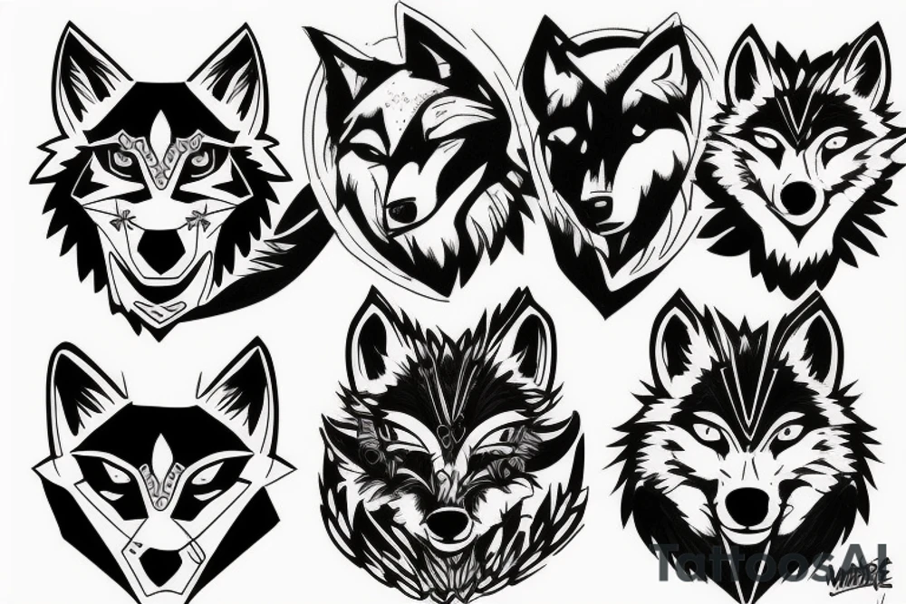 old wolf in a superhero costume tattoo idea