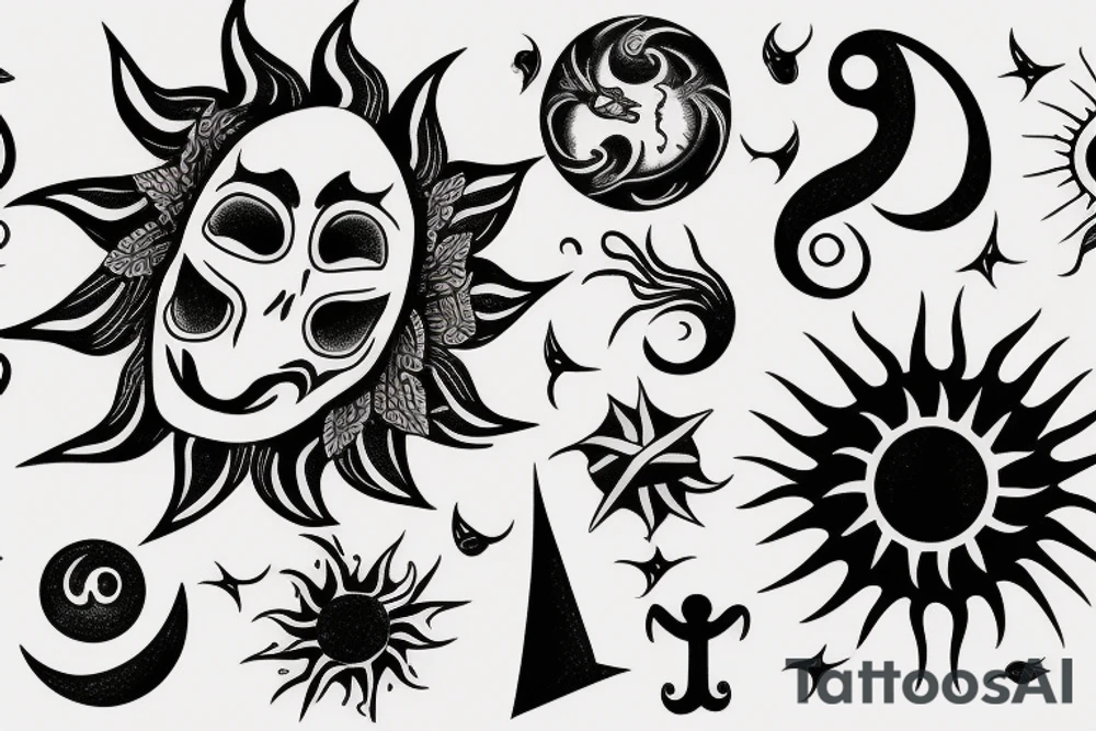 Sun and moon gothic tattoo idea