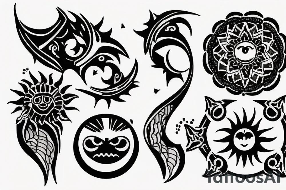 Sun and moon gothic tattoo idea