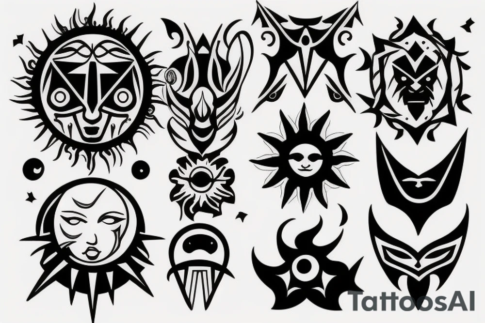 Sun and moon gothic tattoo idea