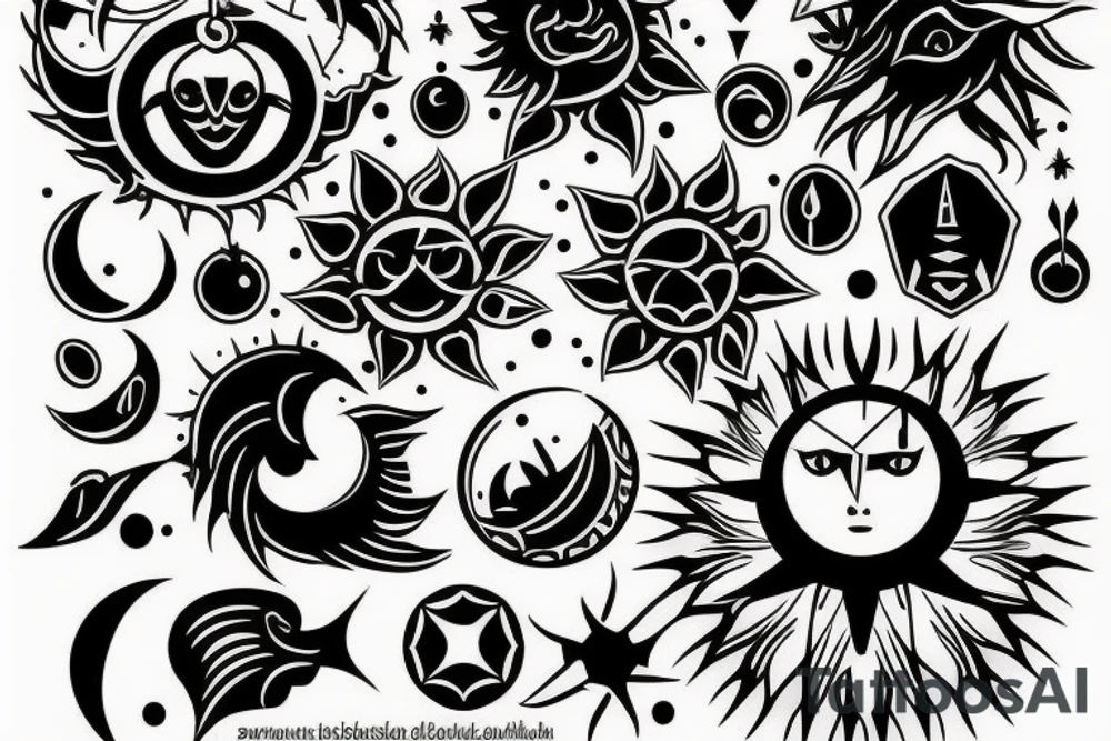 Sun and moon gothic tattoo idea