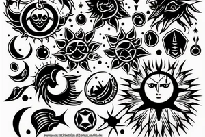 Sun and moon gothic tattoo idea