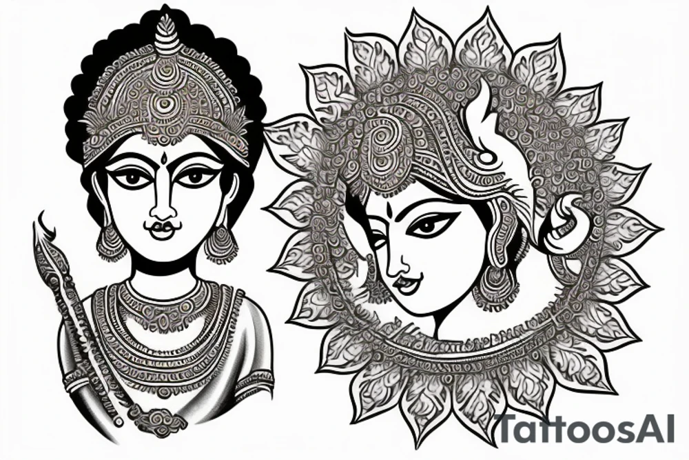 Aashvi name in goddess durga style tattoo idea