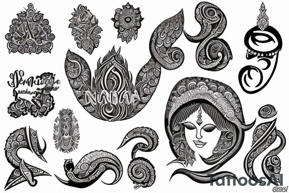 Aashvi name in goddess tattoo idea