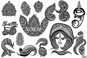 Aashvi name in goddess tattoo idea