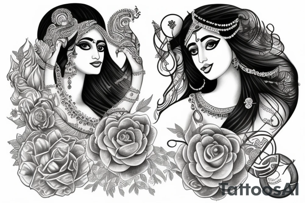 Aashvi name in goddess tattoo idea