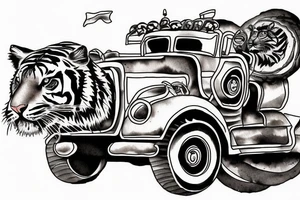 Long Ride with tiger truck tattoo idea