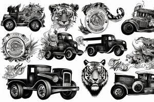 Long Ride with tiger truck tattoo idea