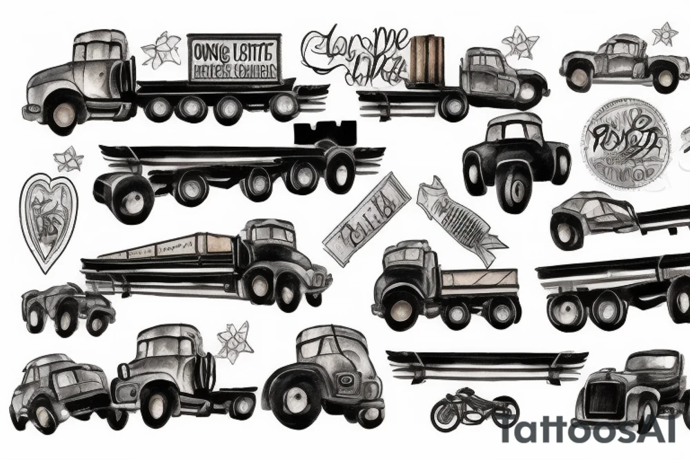 Long Ride with  truck tattoo idea