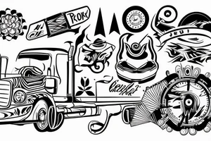 Long Ride with  truck tattoo idea