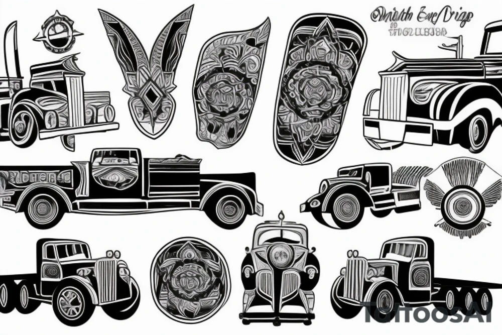 Long Ride with  truck tattoo idea