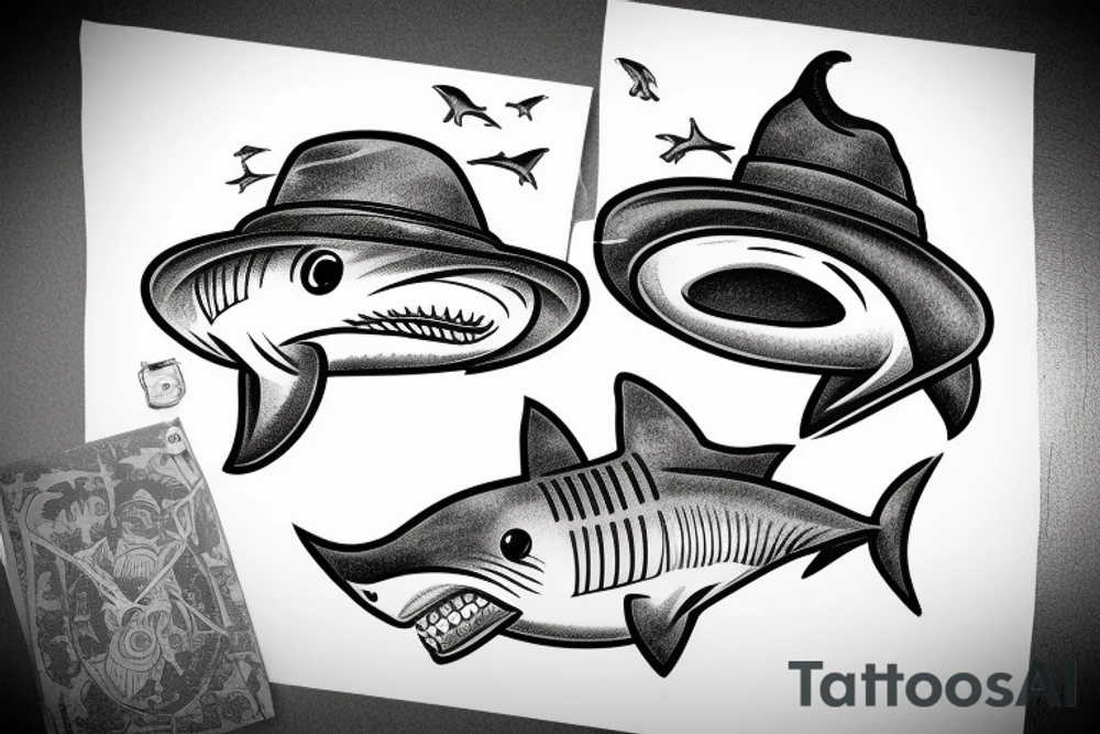 Shark in a Hat tattoo idea