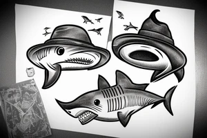 Shark in a Hat tattoo idea