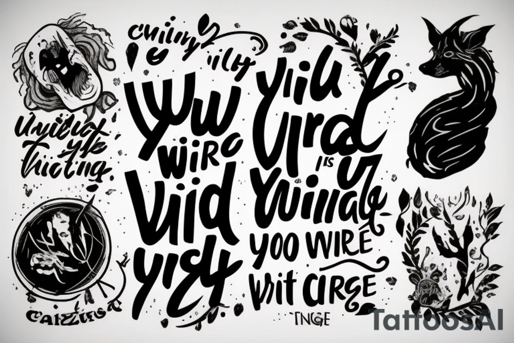 The quote “You're wild…But, you're not crazy…” on the right side of my head. In thin cursive writing. tattoo idea