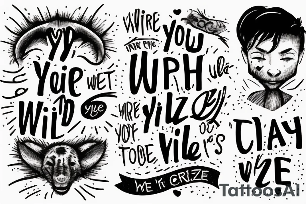 The quote “You're wild…But, you're not crazy…” on the right side of my head. In thin cursive writing. tattoo idea